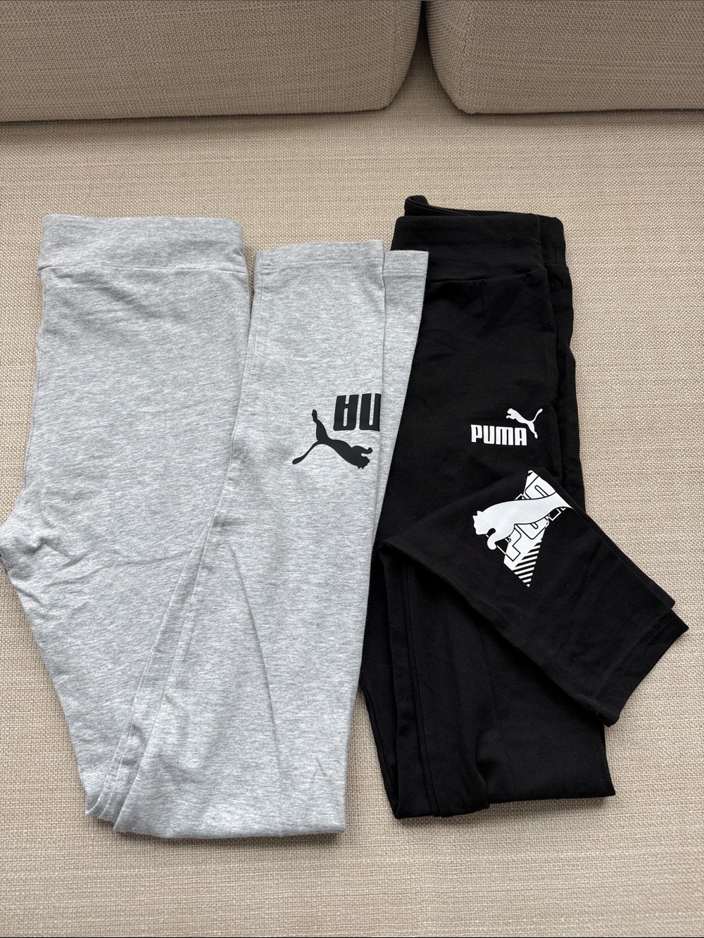 Puma Kids Two-Pack Leggings in Black and Heather Gray